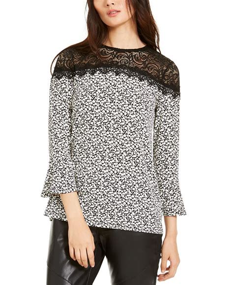 michael michael kors lace yoke top|Michael Michael Kors Women's Lace Yoke Blouse .